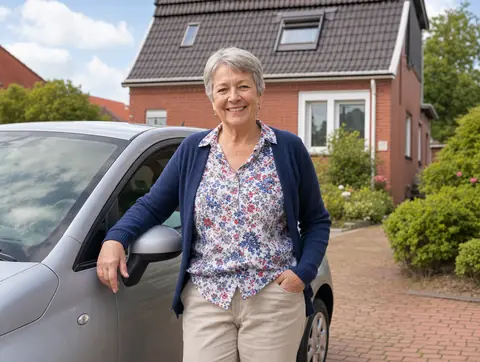 Verkäufer aus Wagenhoff mit dem verkauften Fahrzeug